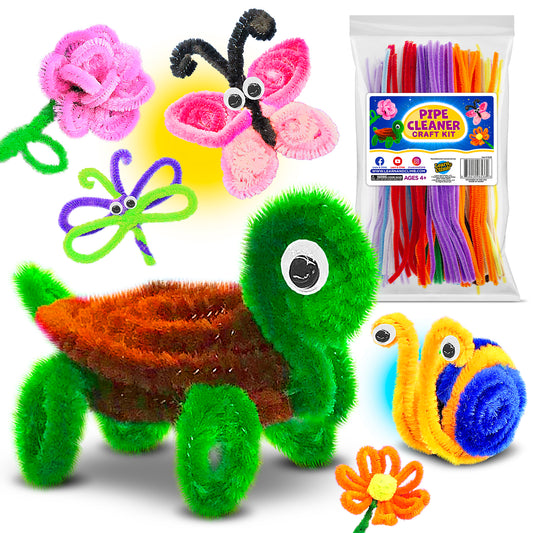 Arts and Crafts Kit for Kids Ages 4-8 - Create 21 Animal and Flower Figures, Gift Set for Boys/Girls