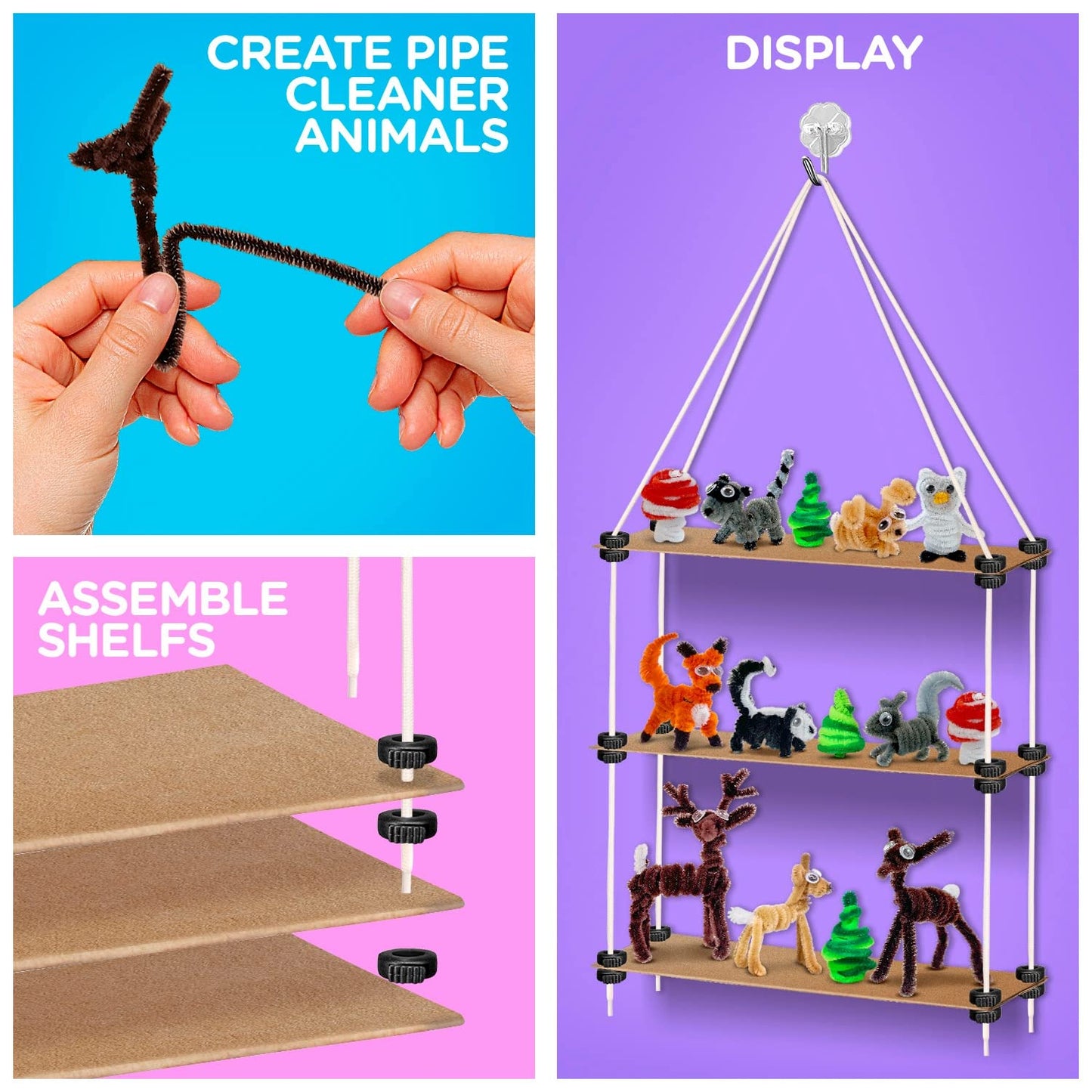Arts And Crafts for Kids – Create Animals and Display Stand, Kit