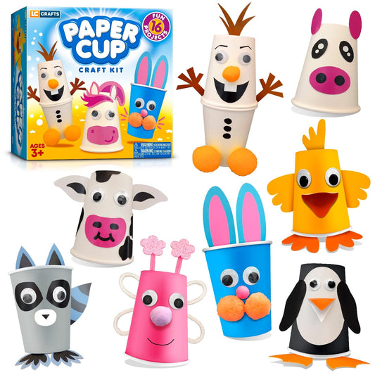 Arts and Crafts for Toddlers, Create Your Own Animal Crafts Using Cups, Kit Includes Supplies, and Instructions, Best Craft Set for Kids Ages 2-5