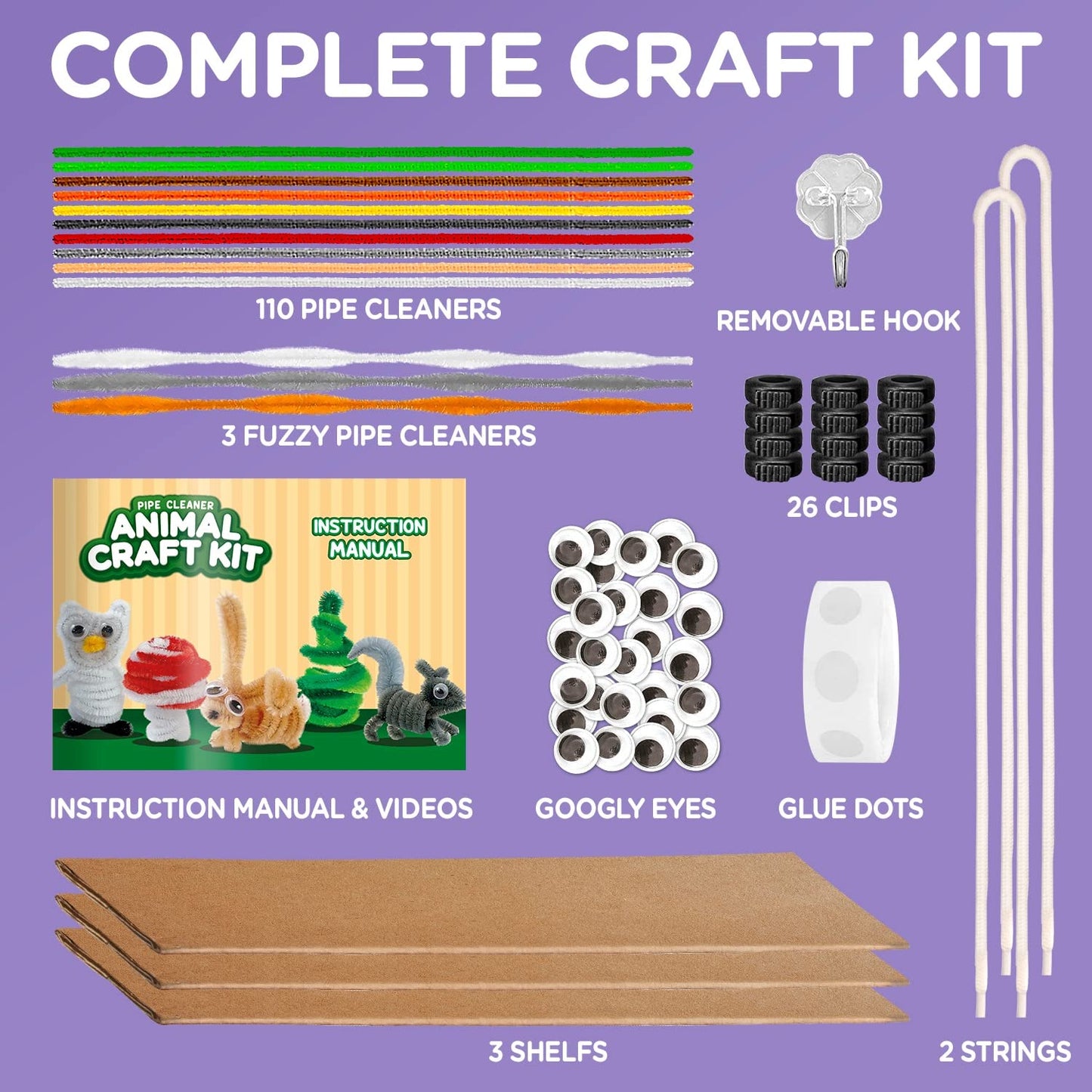Art and Crafts Kit for Kids Ages 8-12, Create and Display Animals, Kit Includes Supplies & Instruction, Best Craft Project for Kids Ages 7,8,9,10,11,12 Great Gift!