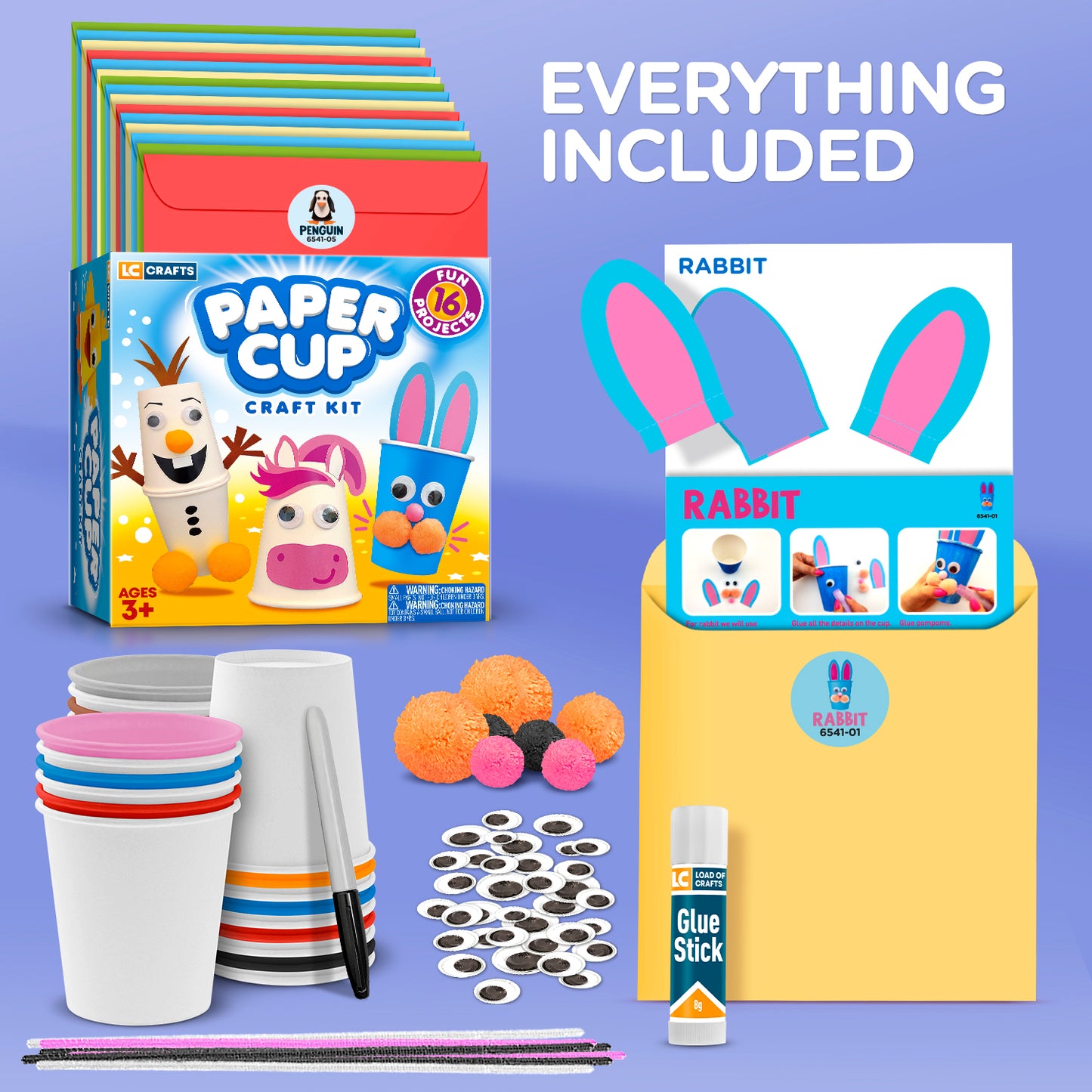 Arts and Crafts for Toddlers, Create Your Own Animal Crafts Using Cups, Kit Includes Supplies, and Instructions, Best Craft Set for Kids Ages 2-5